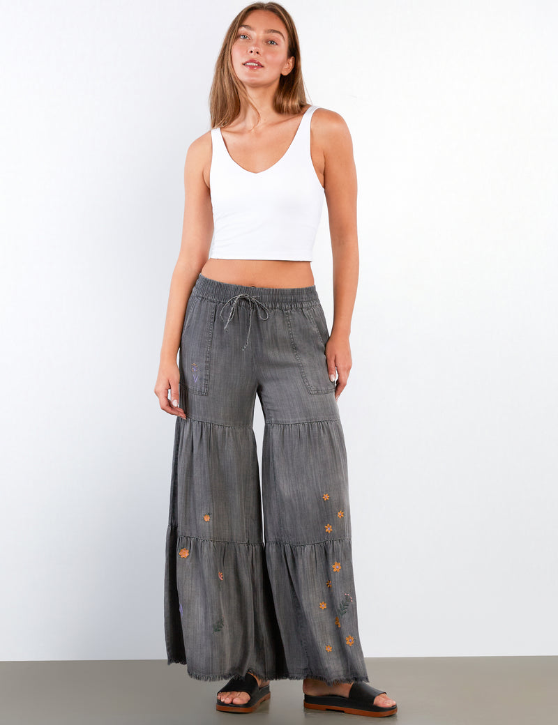 Women's Fashion Smoked Grey Prettier in Person Wide leg Pants
