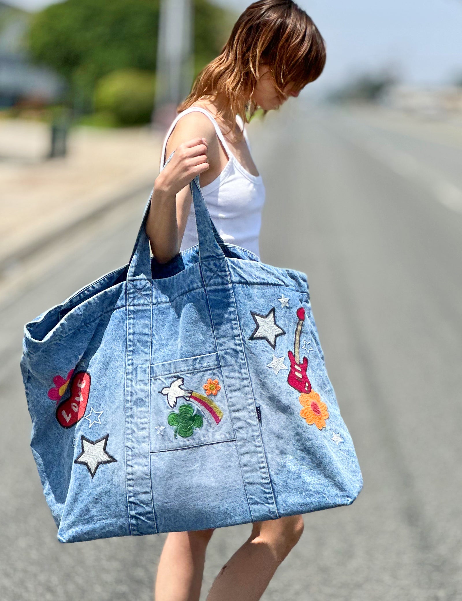 Really Big Denim Tote Bag billytshop