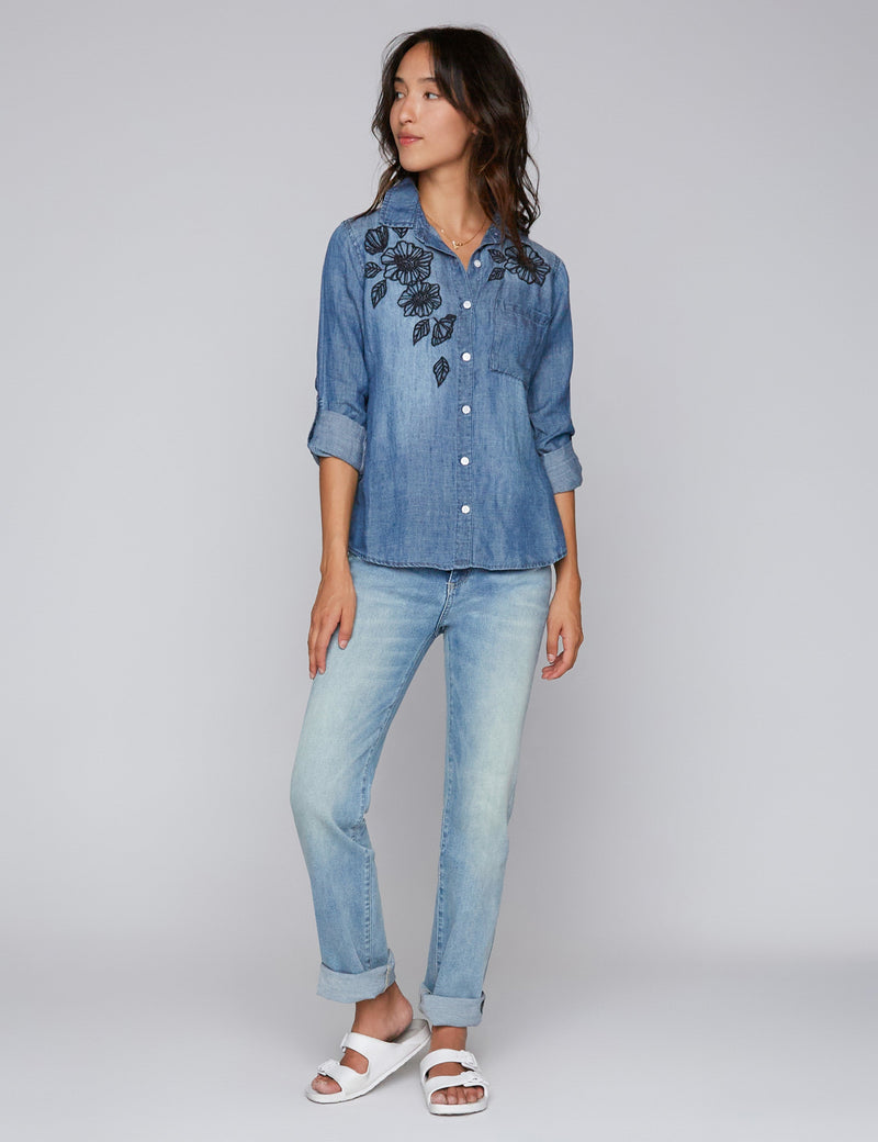 Denim Mable Floral Shirt Front View
