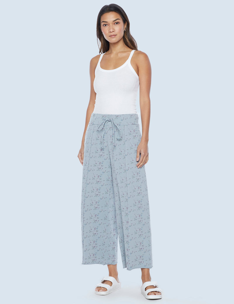 Easy Knit Wide-Leg Floral Pants Front View