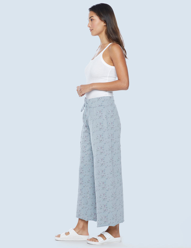 Easy Knit Wide-Leg Floral Pants Side View