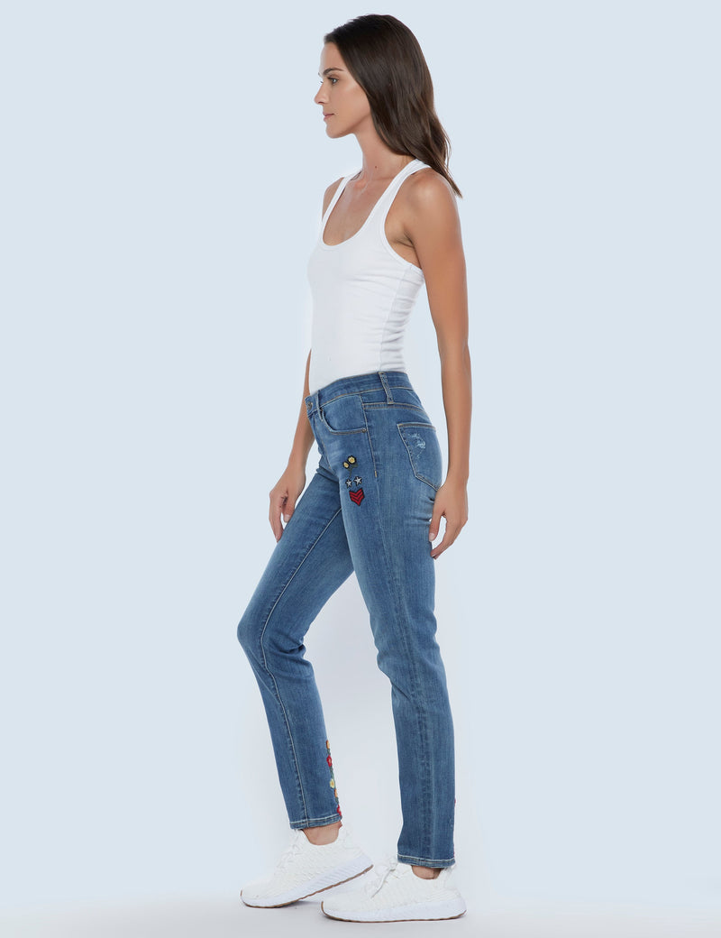 Embroidered Relaxed Straight Jeans Side View