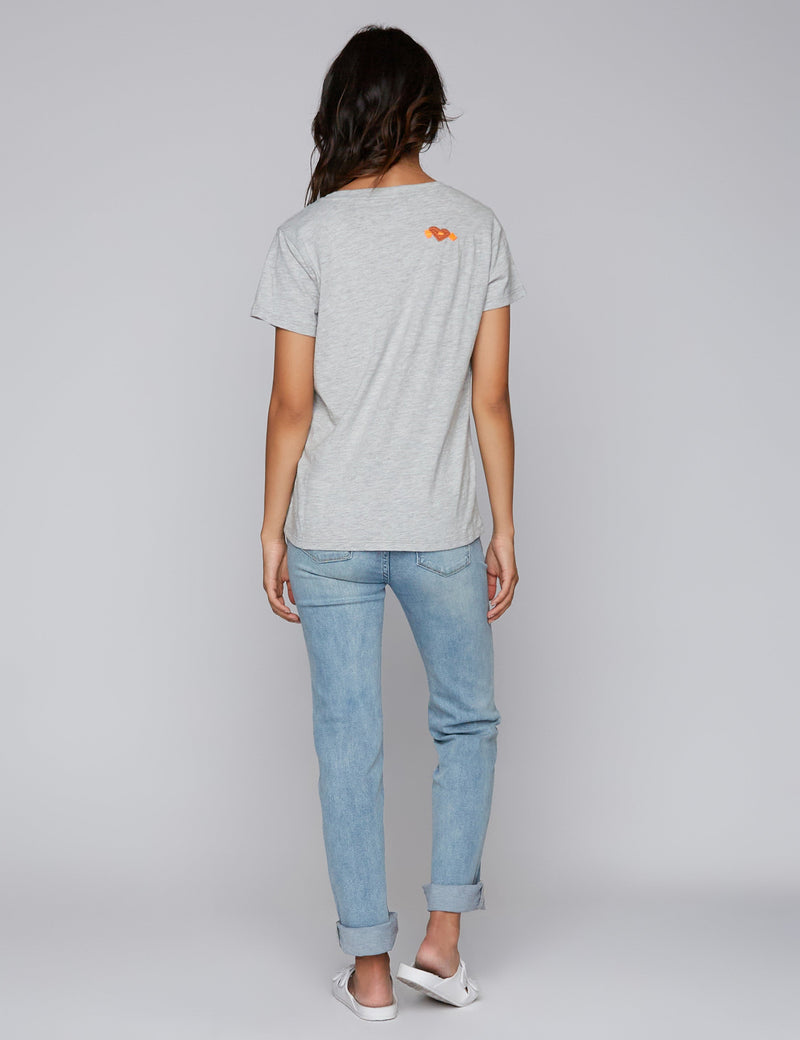 Embroidery Floral T Heather Grey Back View