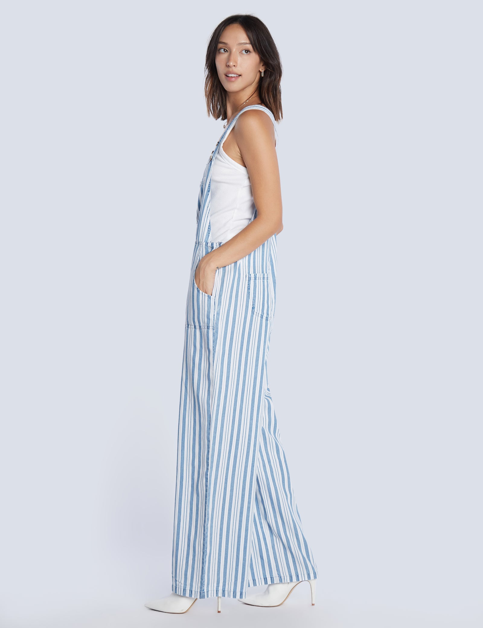 Women’s Flow Striped Wide-Leg Overalls – Billy T Denim Stripes / XS