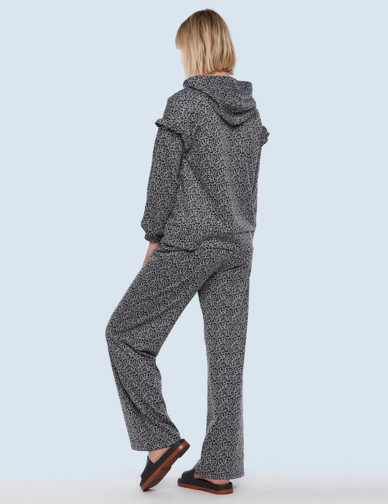Flutter Trim Sweatshirt Grey Animal Back View