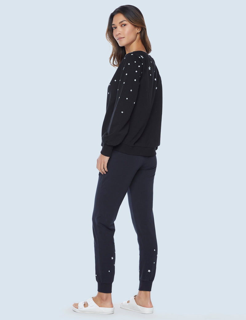 Galaxy Sweatshirt Black White Star Side View