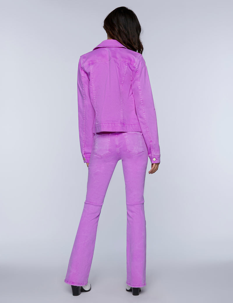 Neon Purple Denim Jacket Back View