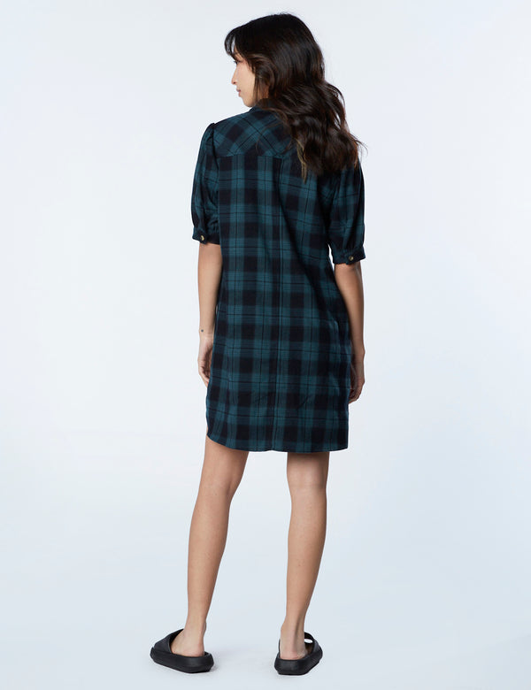 Puff Flannel Shirtdress