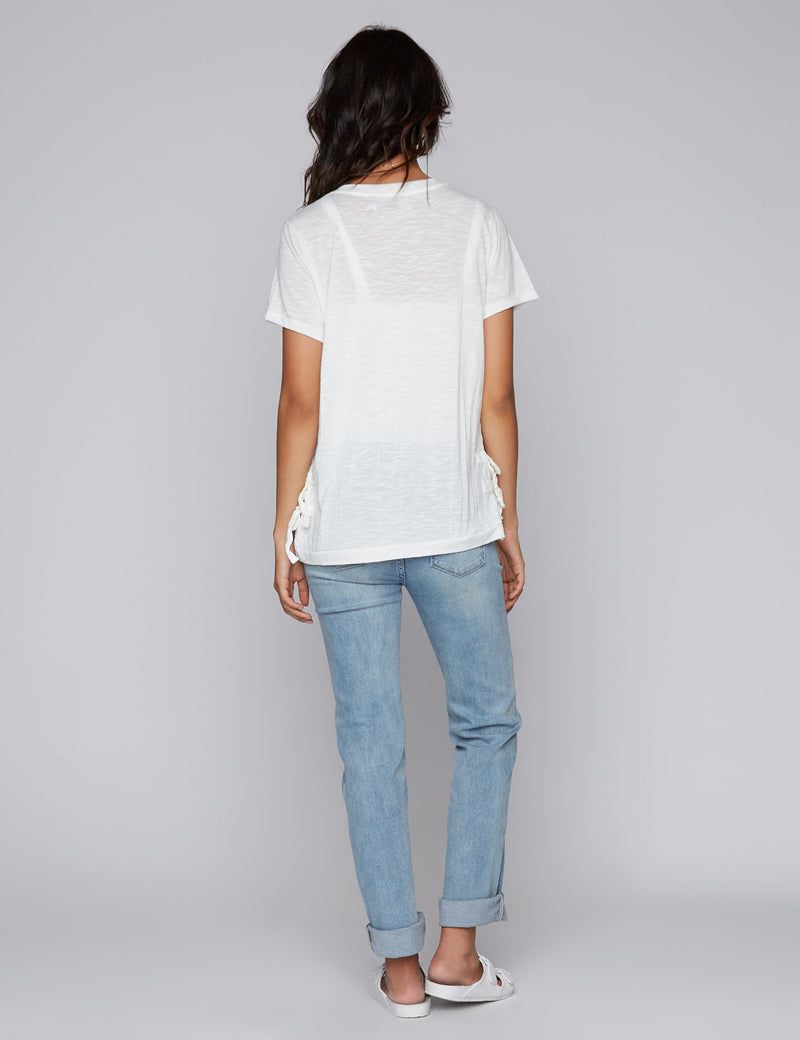 Side-Tie T White Back View