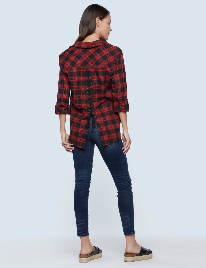 Tomgirl Red Plaid Shirt Back View
