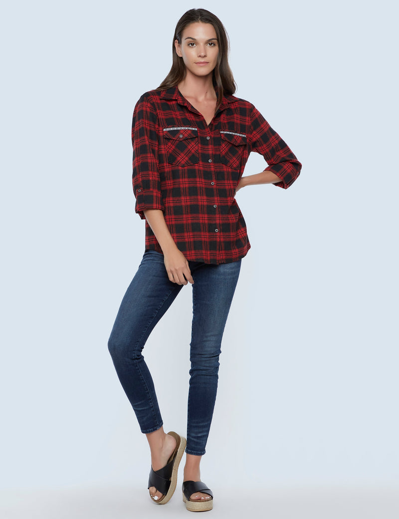 Tomgirl Red Plaid Shirt Front View