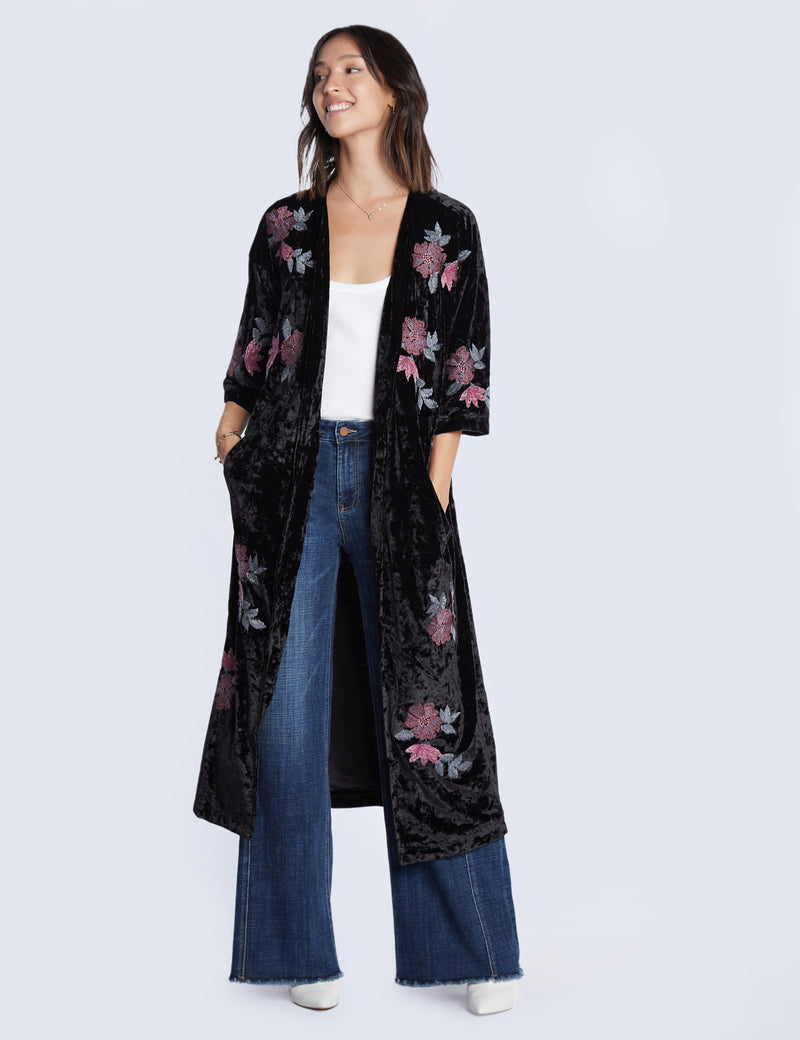 Velvet Zip Robe Women’s Embroidered Velvet Robe – Billy T – billytshop